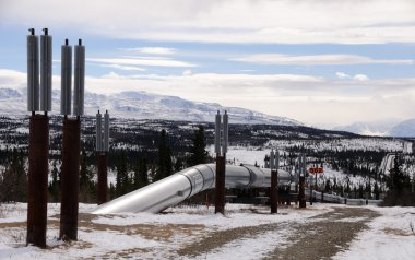 Alaska Oil Pipeline entering Isabel Pass in the Alaska Range clipart