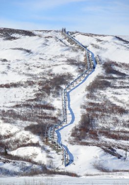 Trans-Alaska Oil Pipeline in the Alaska Range in Spring clipart