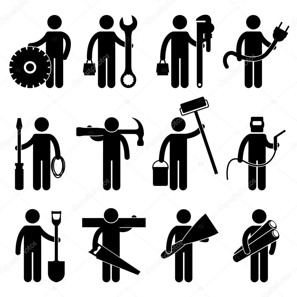 Construction Worker Job Icon Pictogram Sign Symbol