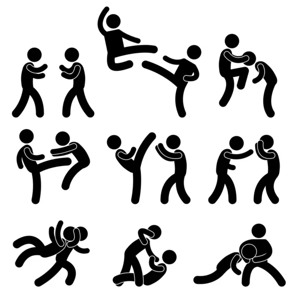Lucha de combate Muay Thai Boxeo Karate Taekwondo Lucha libre — Archivo Imágenes Vectoriales