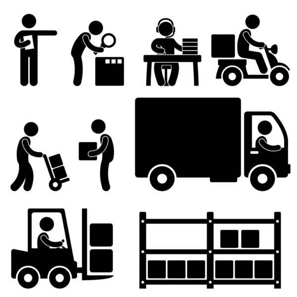 Logistic Warehouse Delivery Shipping Icon Pictogram — Stock Vector