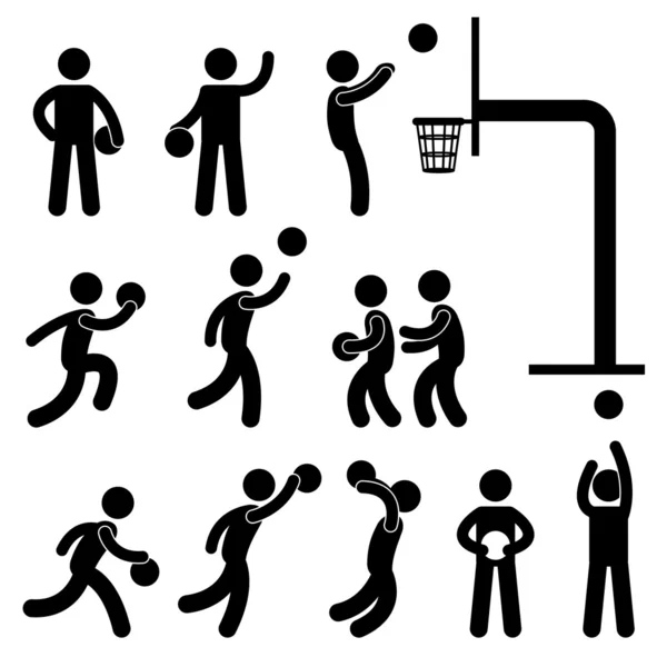 Pictograma de símbolo de signo de icono de jugador de baloncesto — Vector de stock
