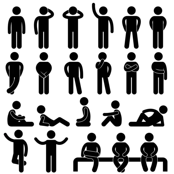 Homem postura básica ícone sinal símbolo pictograma Ilustração De Stock