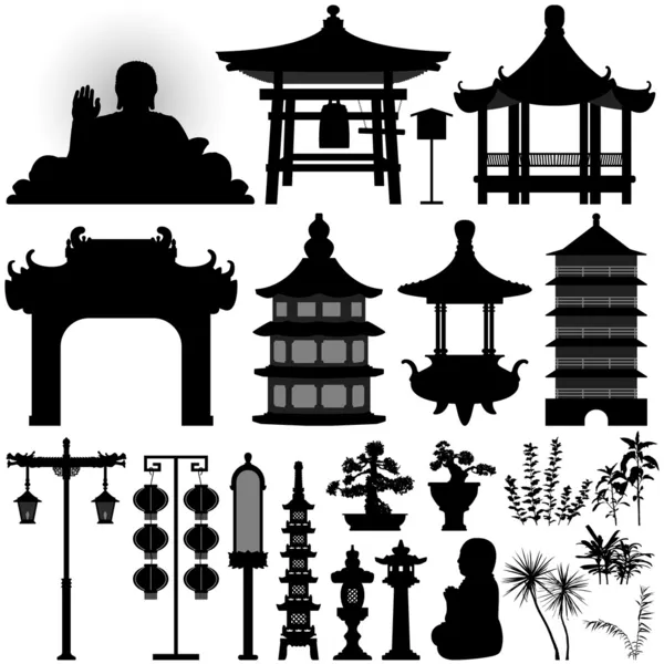 Chinese Asian Temple Shrine Relic — Stockvector