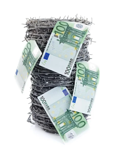 Money on barbed wire — Stock Photo, Image