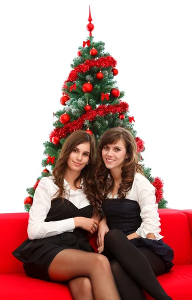 Meninas elegantes na época do Natal — Fotografia de Stock