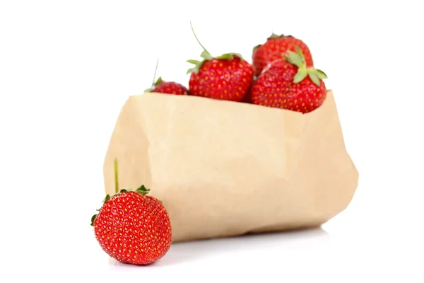 Strawberries in paper bag — Stock Photo, Image