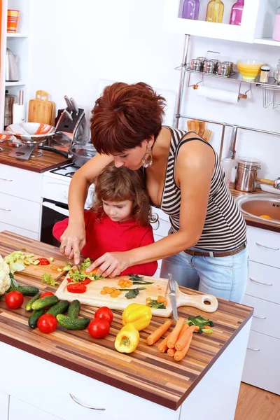 Mother helping daughter — Stock Photo, Image