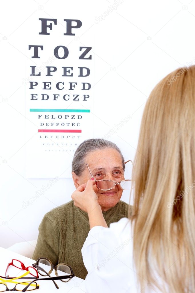 Choosing glasses at the optician