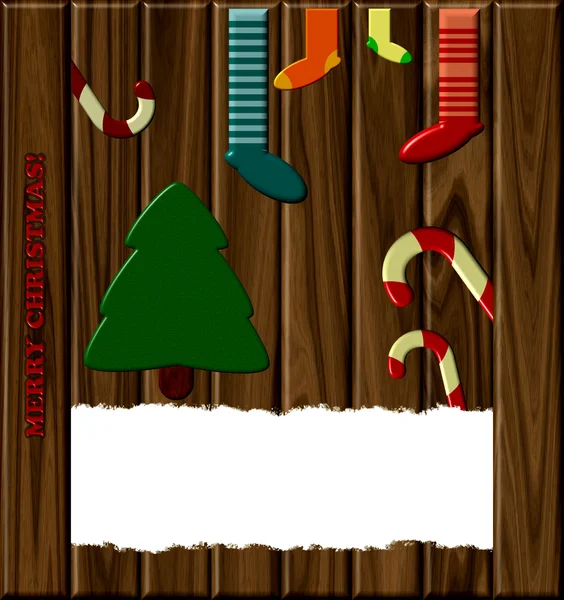 Різдвяна листівка на дерев'яному фоні — стокове фото