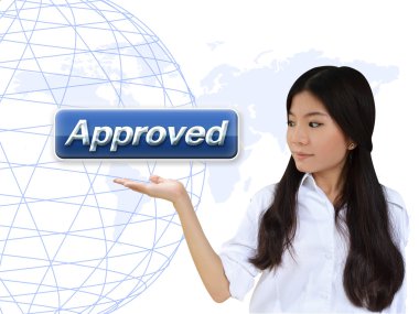 Business woman with approved button clipart