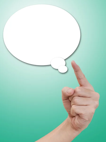 Hand with speech bubble — Stock Photo, Image