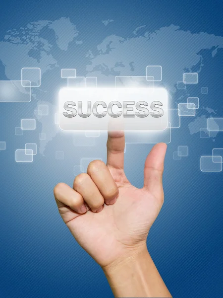 stock image Hand pressing success button