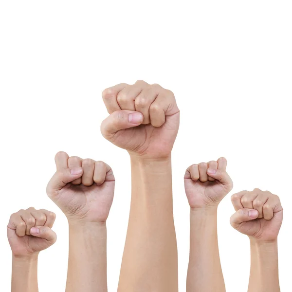 Grupo de mão e punho levantar-se alto — Fotografia de Stock
