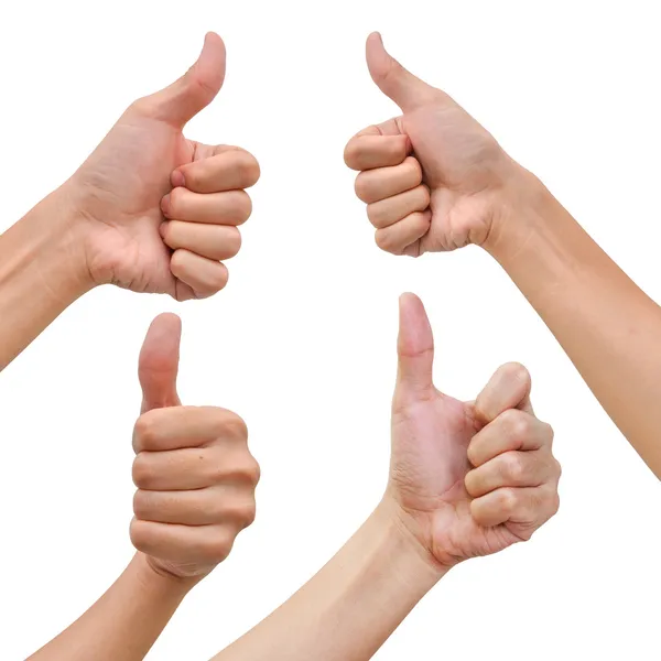 Hand with thumb up in various poses — Stock Photo, Image