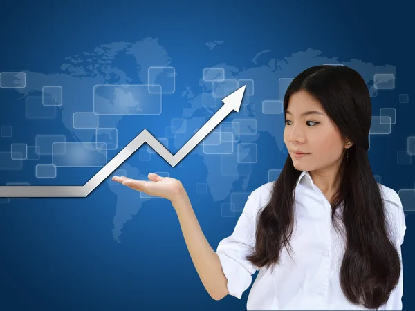 Business woman and a graph Stock Photo