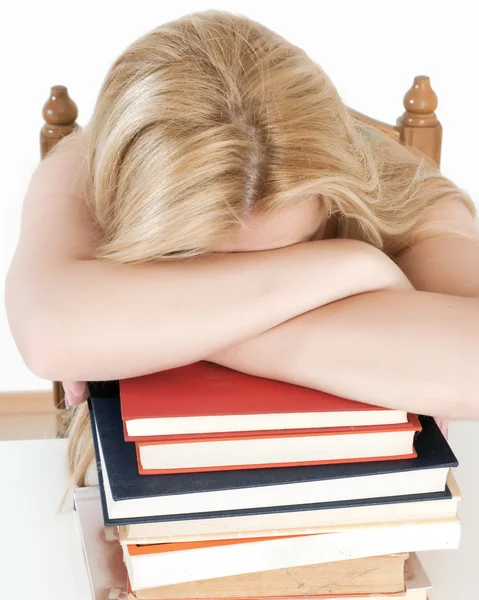 Étudiant fatigué s'est endormi — Photo