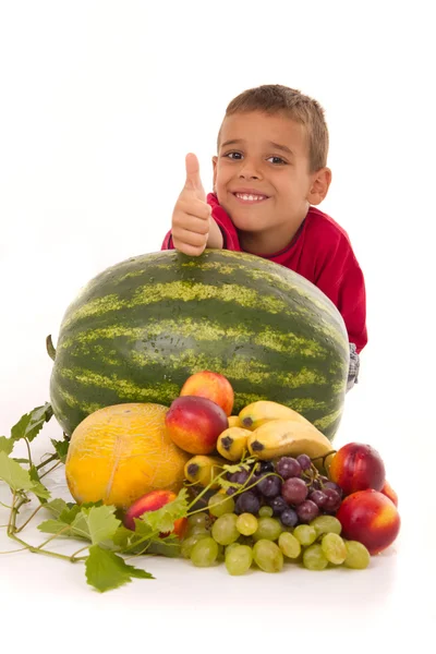 Gesundes Kind und frisches Obst — Stockfoto