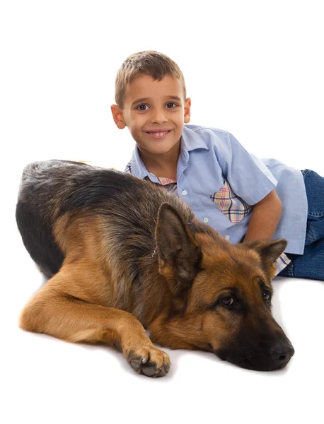 男孩和狗 — 图库照片