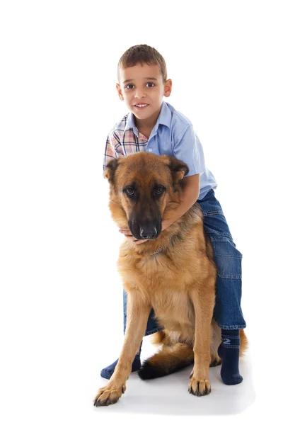 Hond en jongen — Stockfoto