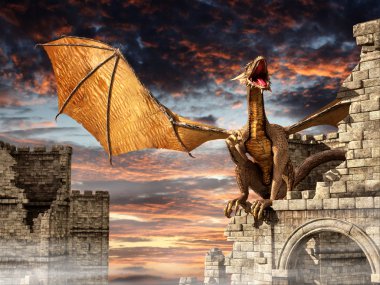 Dragon on castle
