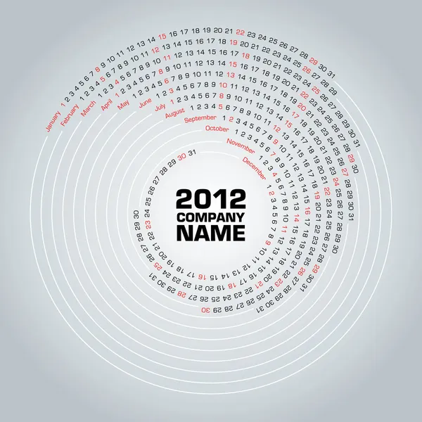Wirbelkalender 2012 — Stockvektor