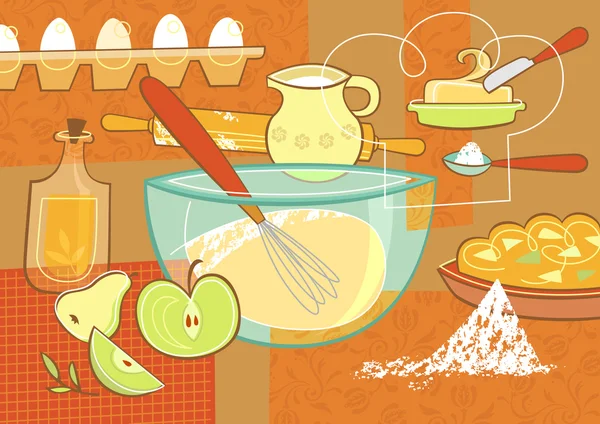 Still life with baking supplies — Stock Vector