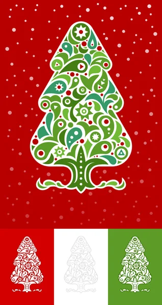 Conjunto de árbol de Navidad ornamental — Vector de stock