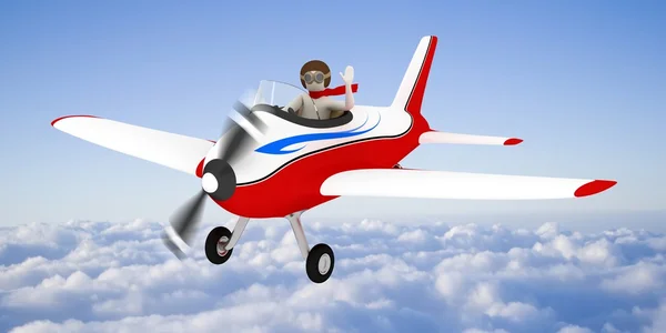 White man flying in the sky, over the clouds — Stock Photo, Image