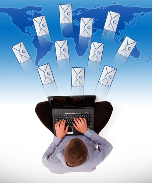 Man sending a lot of e-mails — Stock Photo, Image