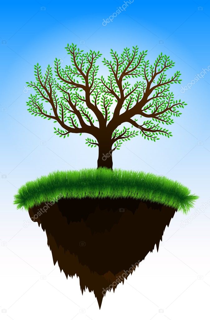 Floating island with tree