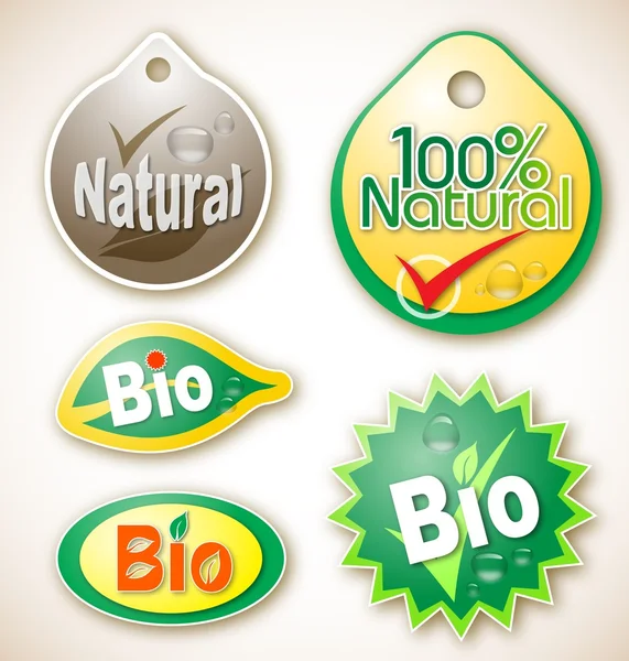 Etiketten für Natur- und Bioprodukte — Stockvektor