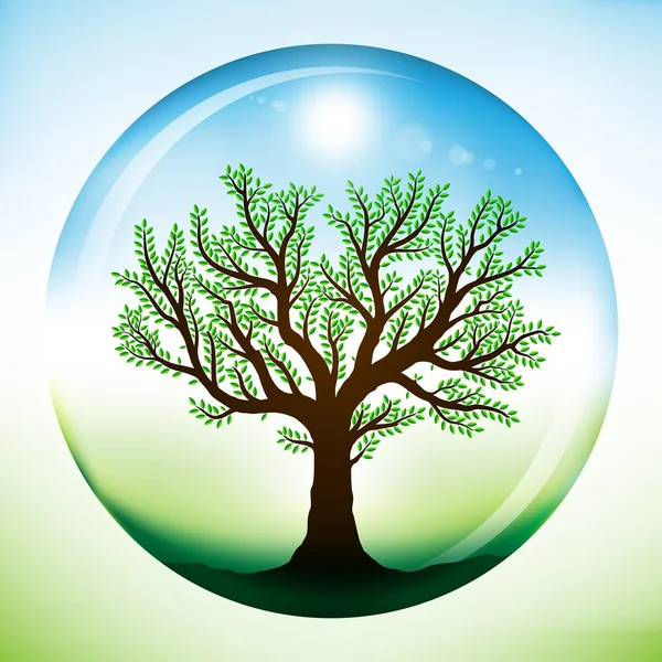 Árvore de verão dentro globo de vidro — Vetor de Stock