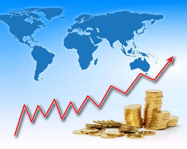 Rising gold value in the world — Stock Photo, Image