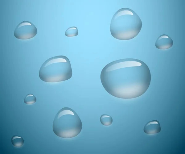 Vatten droppar på blå bakgrund — Stock vektor