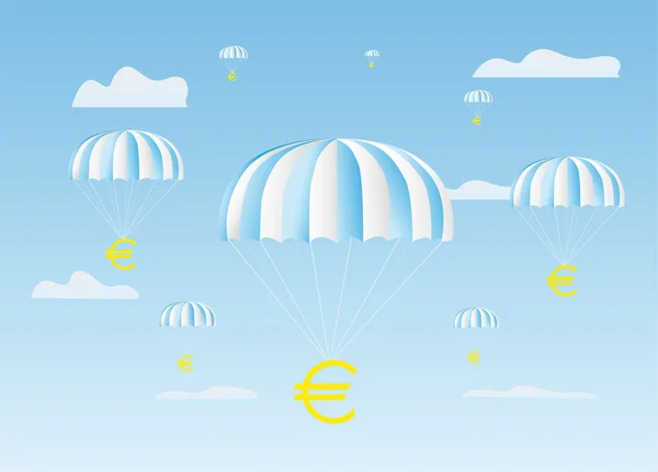 stock vector The euros sign goes down on a parachute