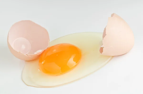 Fried egg on metal pan isolated — Stock Photo, Image