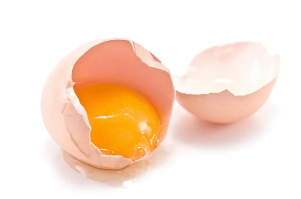 Brutet ägg på vit bakgrund — Stockfoto