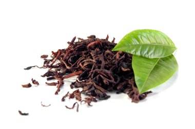 Black tea with leaf clipart