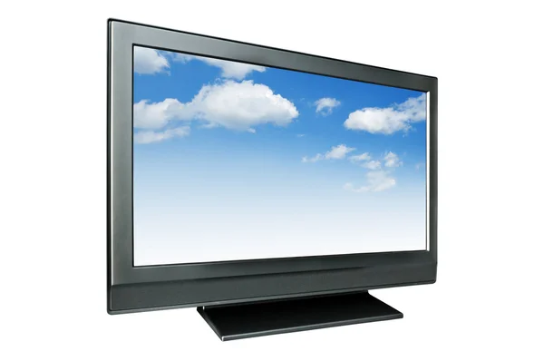 Рідко-кришталевий телевізор ізольований на білому — стокове фото