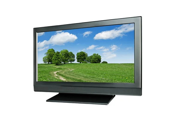 Großer Fernseher isoliert auf Weiß — Stockfoto