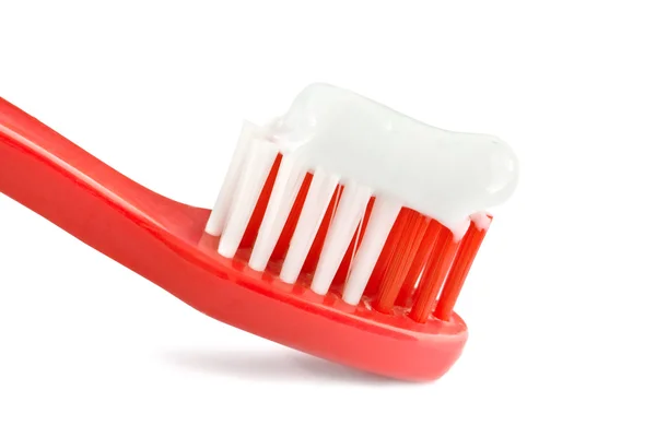 Cepillo diente rojo —  Fotos de Stock