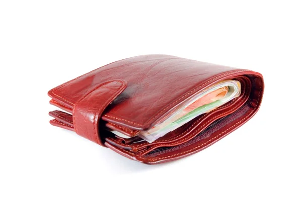 白で完全に茶色の財布 — ストック写真