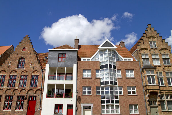 Bruges, Belgium Homes Old and New.