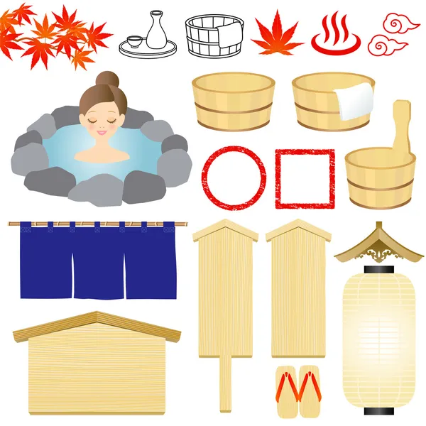 Hot-spring icons — Stock Vector