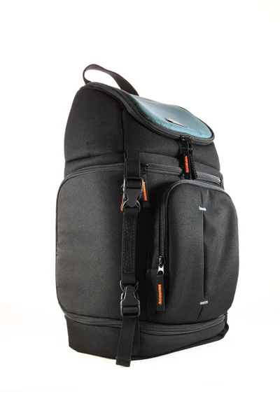 Black camera travel bagpack — Stock Photo, Image