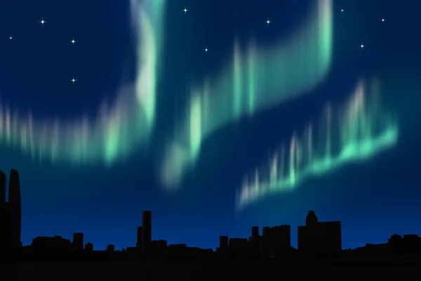 Polarlichter in der Stadt — Stockfoto