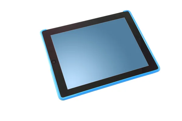 Blue screen tablet perspective. — Stock Photo, Image