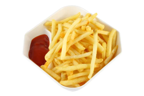 French fries with red ketchup — Stock Photo, Image