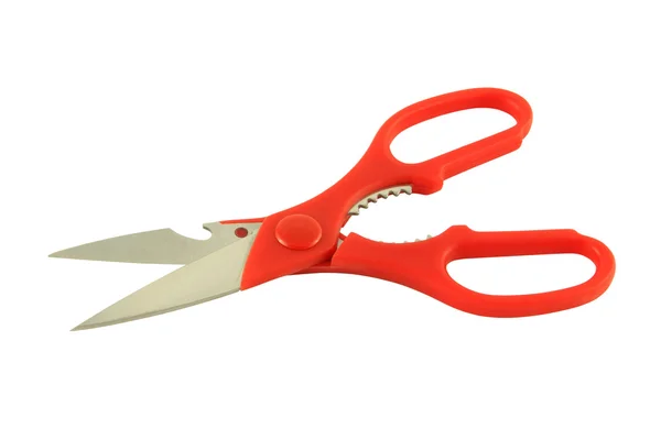 Červená plastová rukojeť nůžky — Stock fotografie